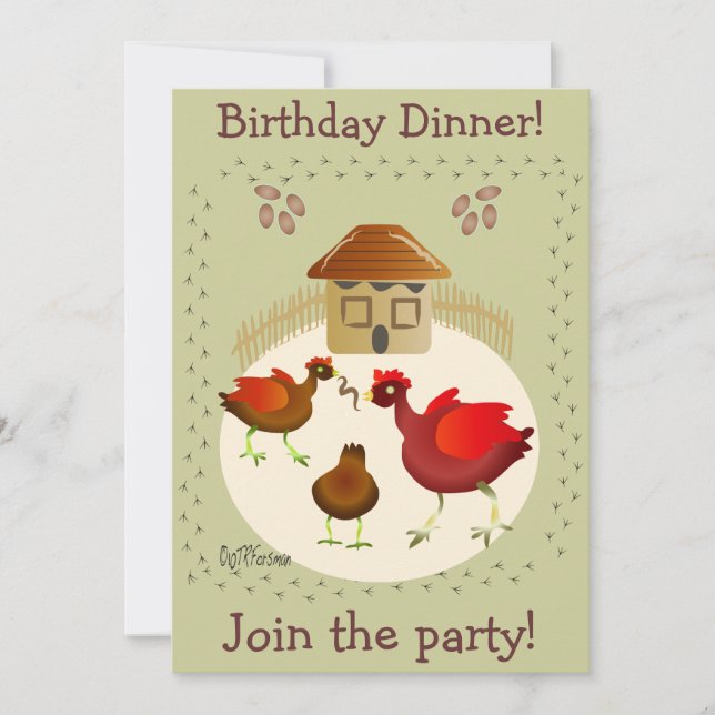 Spring chicken art card any occasion-customize! (Front)