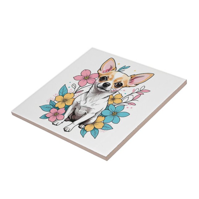 Spring Chihuahua Ceramic Tile (Side)