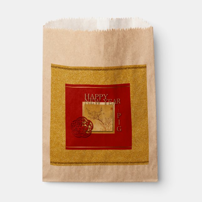 Spring Chinese Pig  New Year 2019 Favor Bag (Front)