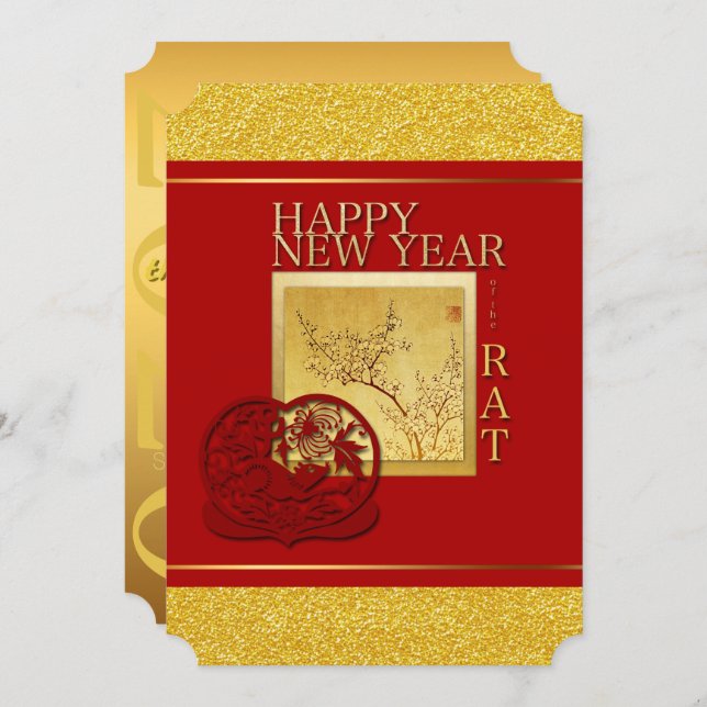 Spring Chinese Rat Year 2020 Party Invite (Front/Back)