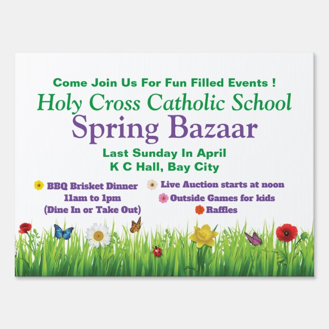 Spring Church Bazaar Fundraiser Floral Spring Sign (Front)