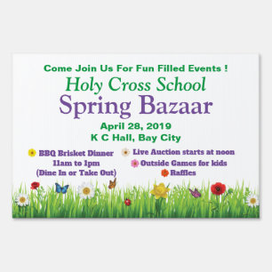 Spring Church Bazaar Fundraiser Floral Spring Sign