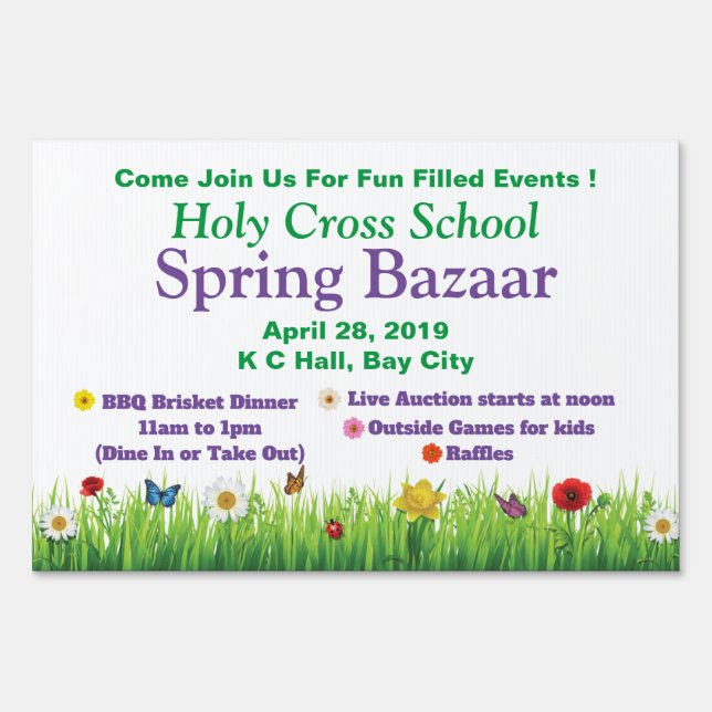 Spring Church Bazaar Fundraiser Floral Spring Sign (Front)