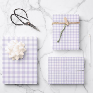 Spring Classic Gingham Dusty Lavender Wrapping Paper Sheets