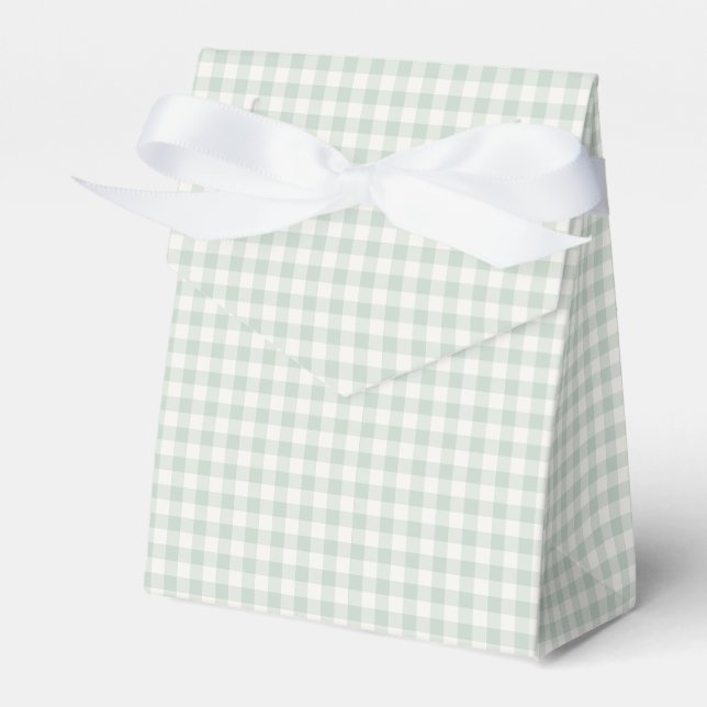 Spring Classic Gingham | Muted Sage Favor Boxes (Front Side)
