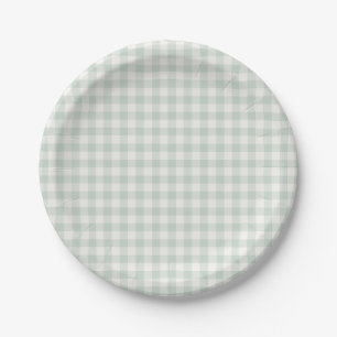 Spring Classic Gingham Muted Sage Paper Plates
