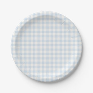 Spring Classic Gingham Powder Blue Paper Plates