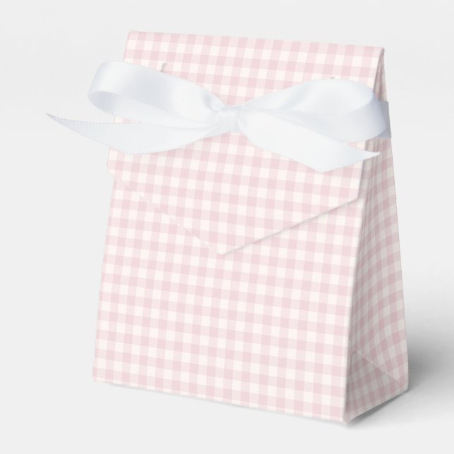 Spring Classic Gingham | Soft Blush Favor Boxes (Front Side)