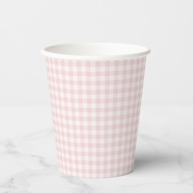 Spring Classic Gingham | Soft Blush Paper Cups (Front)