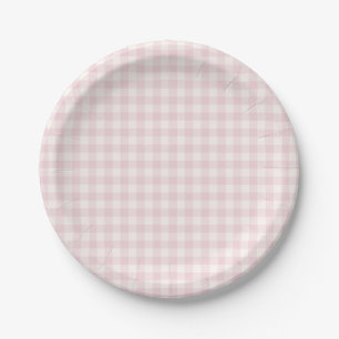 Spring Classic Gingham   Soft Blush Paper Plates