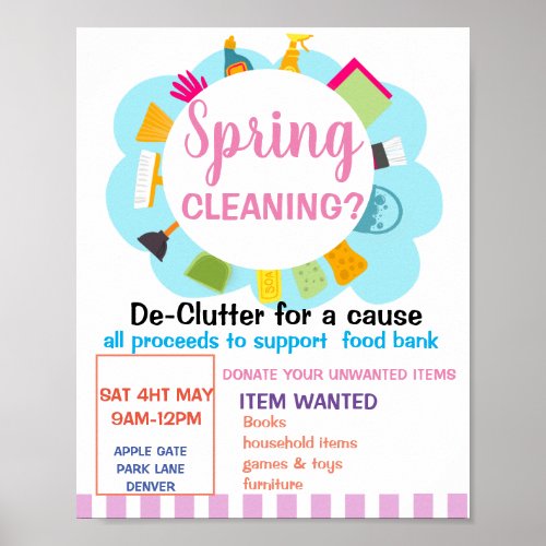 SPRING CLEANING DONATION YARD SALE POSTER