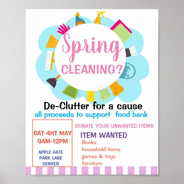 SPRING CLEANING? DONATION YARD SALE POSTER (Front)