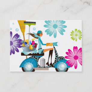 Spring Cleaning Retro Daisy Flowers 2 Business Card