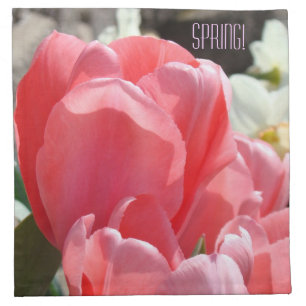 Spring! Cloth Napkins Pink Tulip Flowers Tulips
