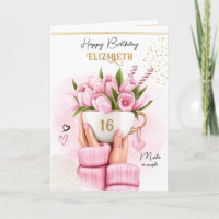Spring Coffee Cup with Flowers Happy Birthday