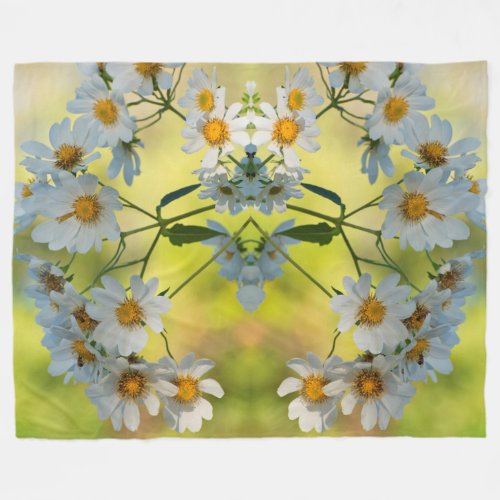 Spring color white daisies all around fleece blanket