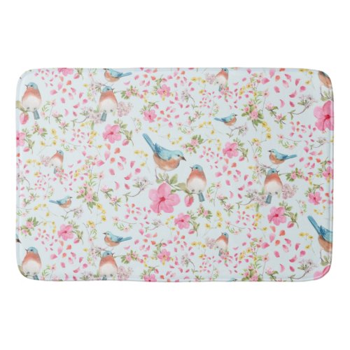 Spring Colorful Birds and Flowers         Bath Mat