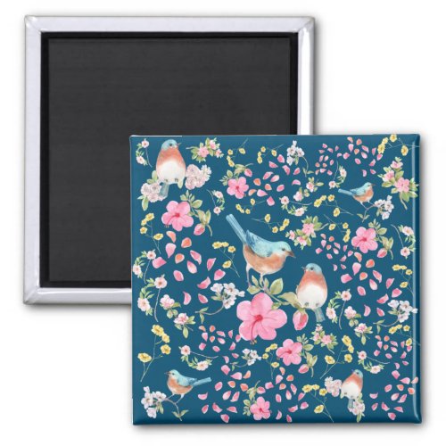 Spring Colorful Birds and Flowers       Magnet