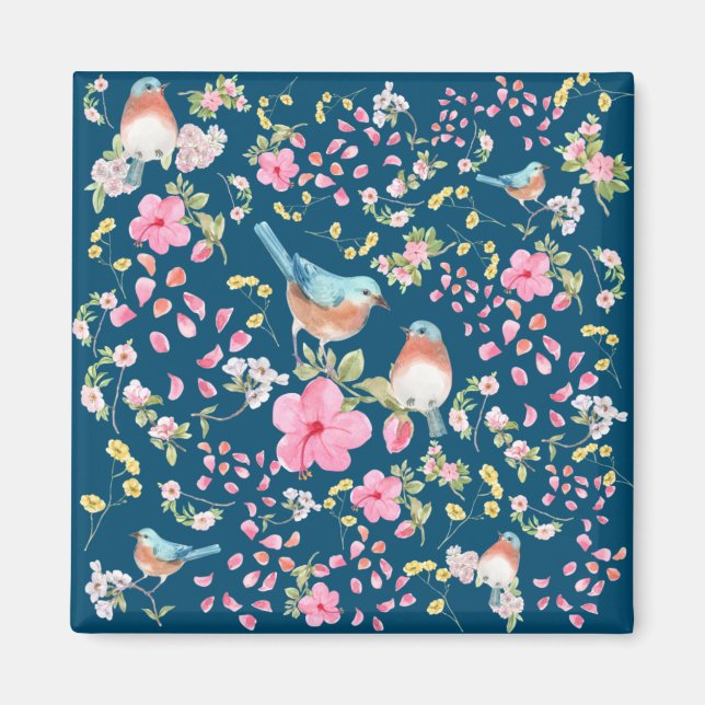 Spring Colorful Birds and Flowers       Magnet (Front)