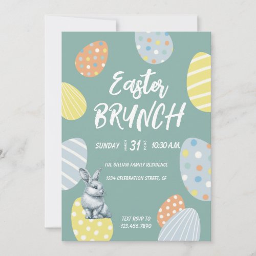 spring colorful easter eggs holiday card