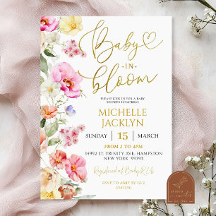 Spring Colorful Floral Baby in Bloom Baby shower Invitation