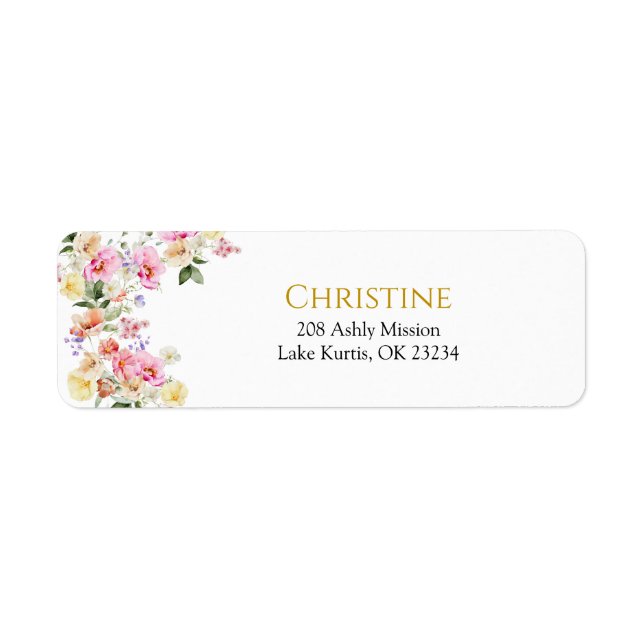 Spring Colorful Floral Bridal Shower Address Label (Front)