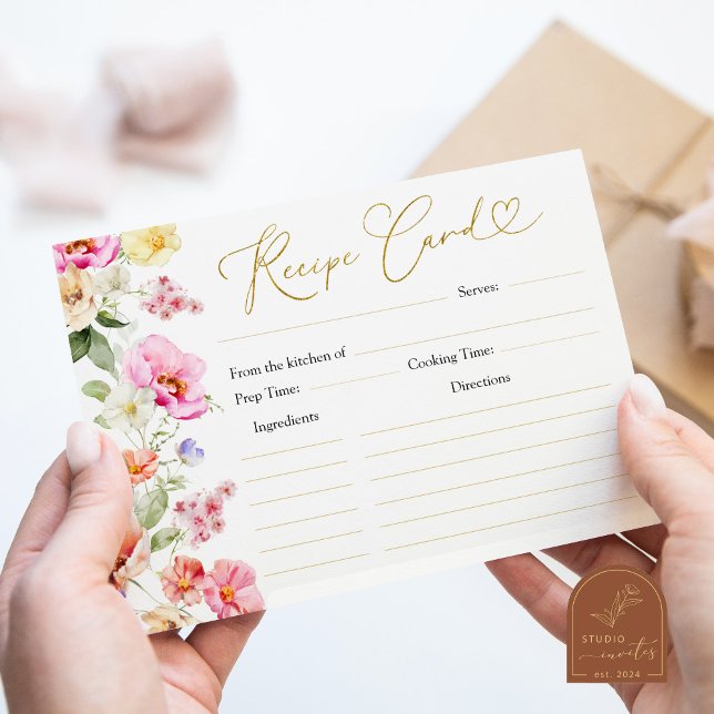 Spring Colorful Floral Bridal Shower Recipe Card (Creator Uploaded)
