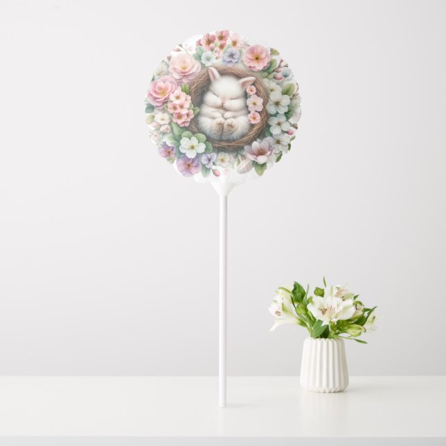 Spring colorful floral bunny Baby Girl Shower Balloon (In SItu)