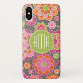 Spring Colorful Floral Pattern Custom Monogram iPhone X Case