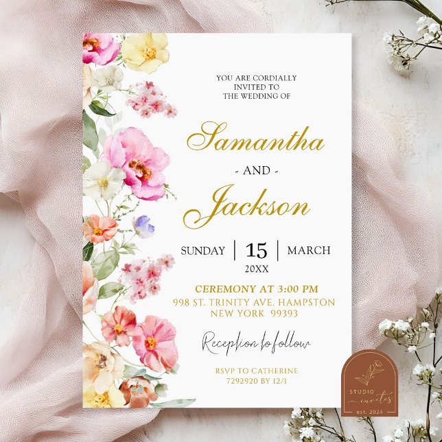 Spring Colorful Floral Wedding Invitation (Creator Uploaded)