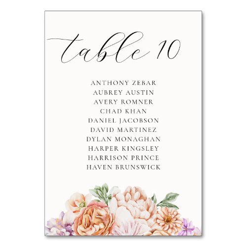 Spring Colorful Floral Whimsical Seating Chart Table Number