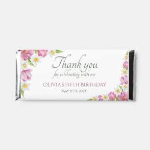 Spring Colorful Flower Kids Birthday Hershey Bar Favors