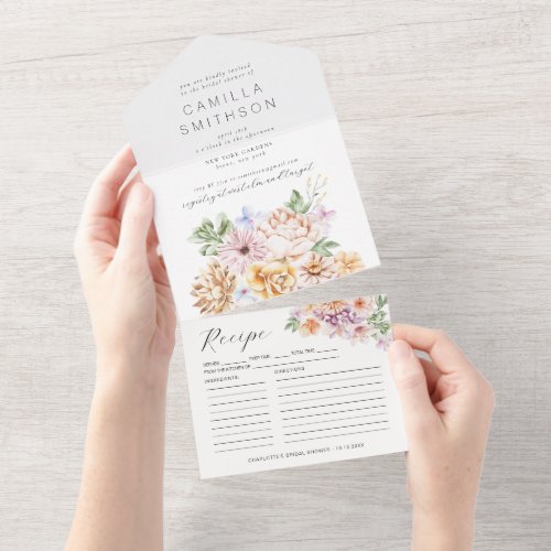 Spring Colorful Flowers Blush Garden Bridal Shower All In One Invitation
