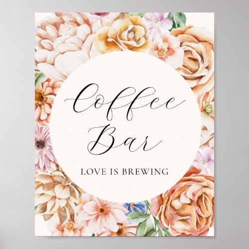 Spring Colorful Flowers Coffee Bar Sign