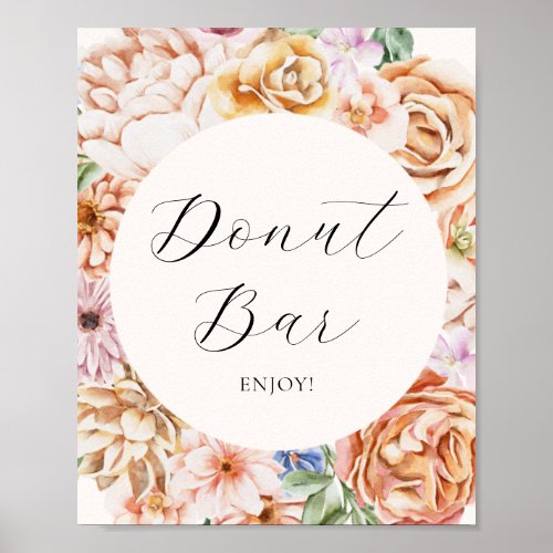 Spring Colorful Flowers Donut Bar Sign