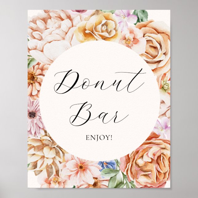 Spring Colorful Flowers Donut Bar Sign (Front)