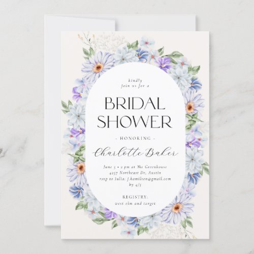 Spring Colorful Flowers Lila Purple Bridal Shower Invitation