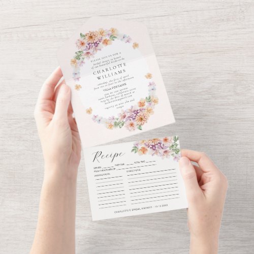 Spring Colorful Flowers Romantic Bridal Shower All In One Invitation