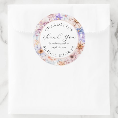 Spring Colorful Flowers Romantic Bridal Shower Classic Round Sticker