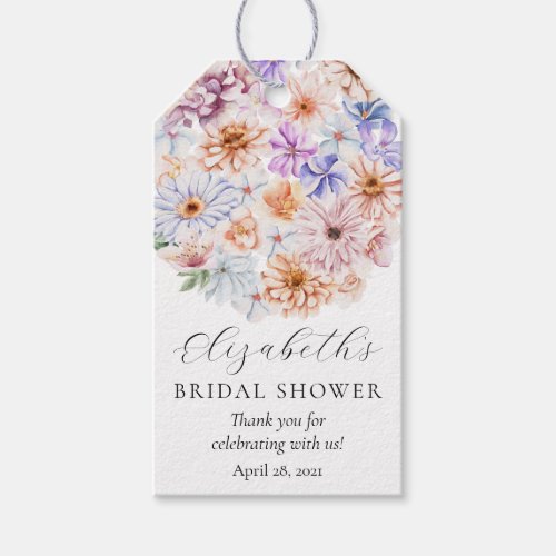 Spring Colorful Flowers Romantic Bridal Shower Gift Tags