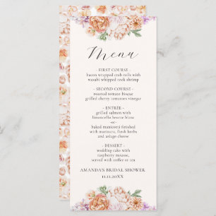 Spring Colorful Flowers Romantic Bridal Shower Menu