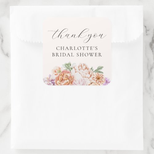 Spring Colorful Flowers Romantic Bridal Shower Square Sticker
