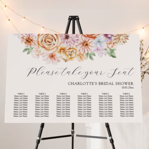 Spring Colorful Flowers Romantic Seating Chart Foam Board