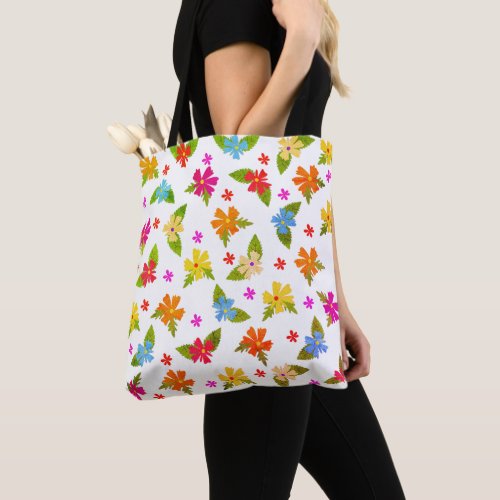 SPRING COLORFUL FLOWERS TOTE BAG