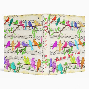 Spring Colorful Musical Birds Binder Custom Text