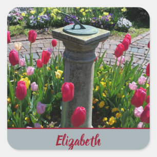 Spring Colorful Tulips Flower Garden photo Square Sticker