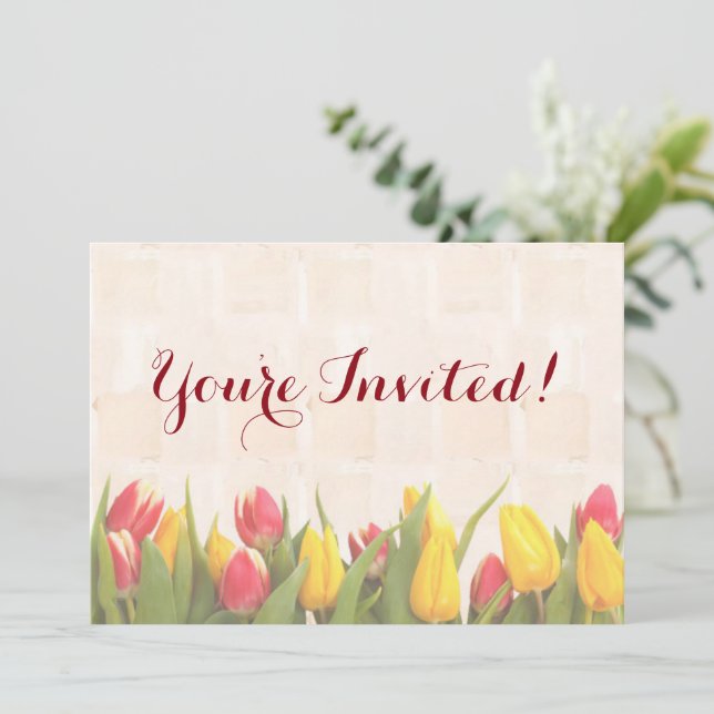 Spring Colorful Tulips Invitation (Standing Front)