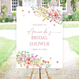 Spring colorful wildflower bridal shower Sign