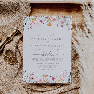 Spring Colorful Wildflower Spanish Wedding Invitation