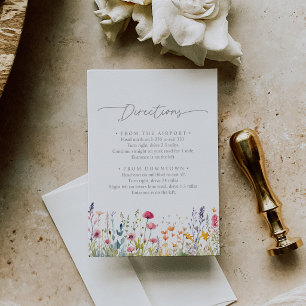 Spring Colorful Wildflower Wedding Directions Enclosure Card